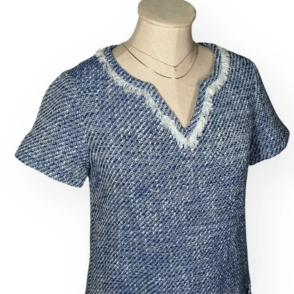 KATE SPADE Tweed Sheath Mini Dress Blue Career Office Cocktail Classic Preppy 4